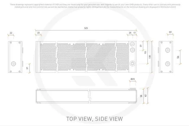 Alt view image 12 of 14 - EK-Quantum Surface X480M 480mm Radiator - Black