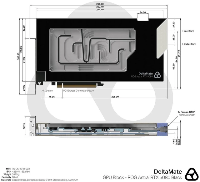Alt view image 9 of 14 - Thermal Grizzly DeltaMate GPU Block - Astral GeForce RTX 5080, G1/4, Nickel Plated Copper, Black (TG-DM-GPU-002)