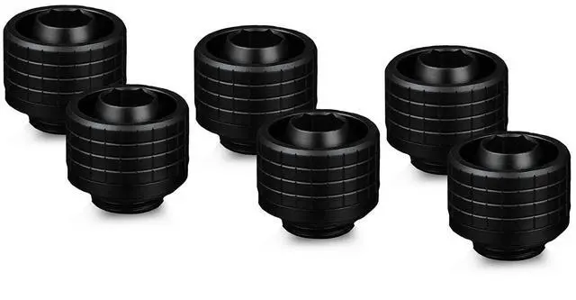 Main image of Thermal Grizzly DeltaMate ST16 Compression Fitting for Soft Tubing, 10mm ID/16mm OD, Black, 6-pack