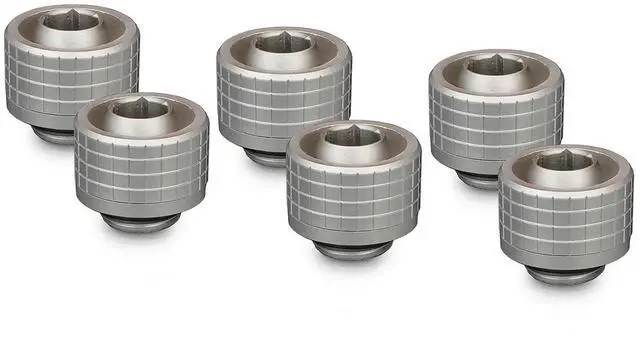 Main image of Thermal Grizzly DeltaMate ST16 Compression Fitting for Soft Tubing, 10mm ID/16mm OD, Matt Nickel, 6-pack