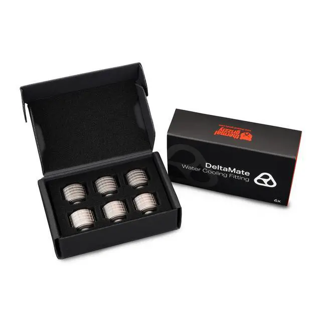 Alt view image 6 of 7 - Thermal Grizzly DeltaMate ST16 Compression Fitting for Soft Tubing, 10mm ID/16mm OD, Matt Nickel, 6-pack