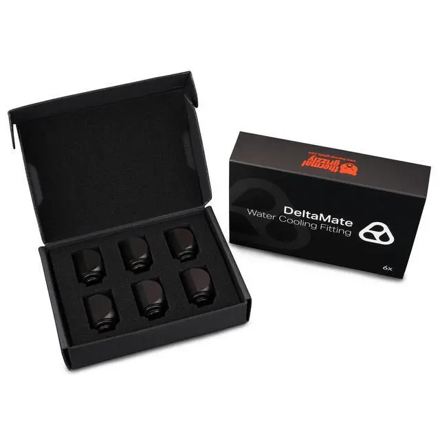 Alt view image 7 of 7 - Thermal Grizzly DeltaMate 90 Degree Rotary Fitting, Black, 6-pack