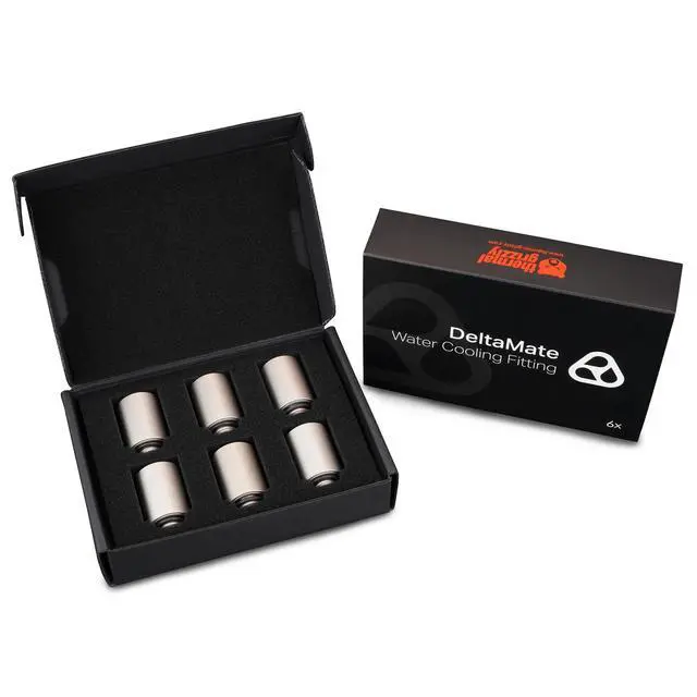 Alt view image 5 of 6 - Thermal Grizzly DeltaMate MF28 Extender Fitting, Matt Nickel, 6-pack
