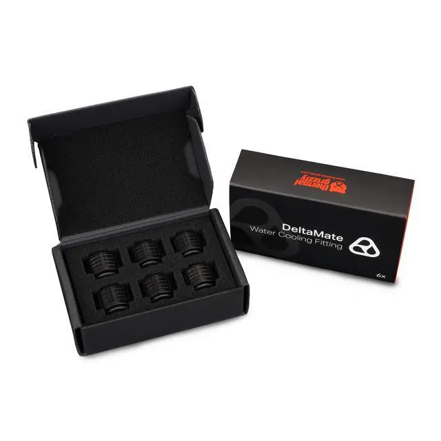 Alt view image 6 of 7 - Thermal Grizzly DeltaMate ST13 Compression Fitting for Soft Tubing, 10mm ID/13mm OD, Black, 6-pack