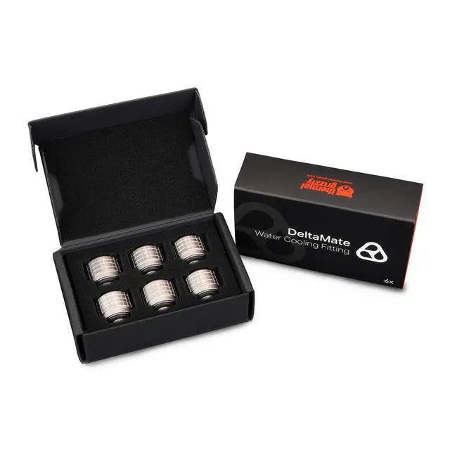 Alt view image 6 of 7 - Thermal Grizzly DeltaMate HT14 Compression Fitting for Rigid Tubing, 14mm OD, Matt Nickel, 6-pack