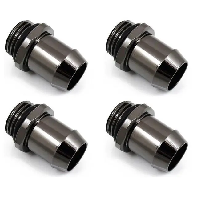 Alt view image 4 of 5 - XSPC G1/4" to 1/2" Barb Fitting for Soft Tubing, Black Chrome, 4-pack
