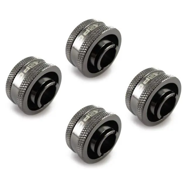 Alt view image 5 of 8 - XSPC G1/4" to 1/2" ID, 3/4" OD Compression Fitting V2 for Soft Tubing, Black Chrome, 4-pack