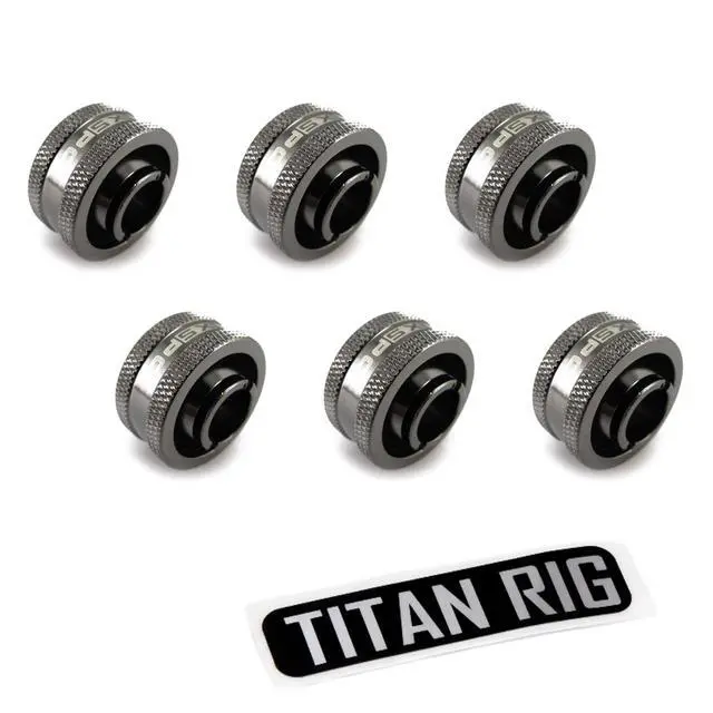 Alt view image 6 of 7 - XSPC G1/4" to 1/2" ID, 3/4" OD Compression Fitting V2 for Soft Tubing, Black Chrome, 6-pack
