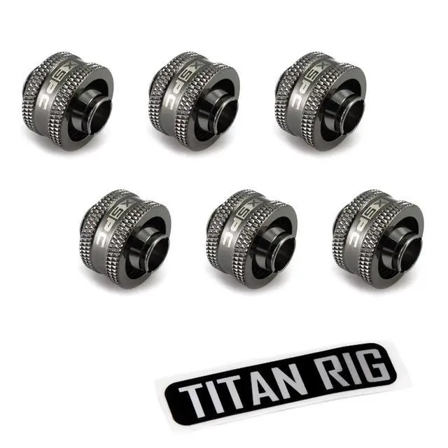 Alt view image 6 of 7 - XSPC G1/4" to 3/8" ID, 5/8" OD Compression Fitting V2 for Soft Tubing, Black Chrome, 6-pack