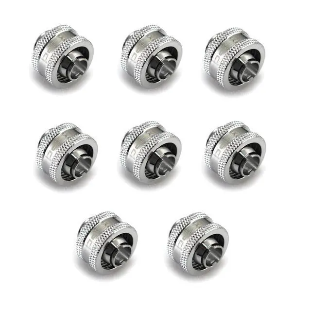 Alt view image 7 of 8 - XSPC G1/4" to 3/8" ID, 5/8" OD Compression Fitting V2 for Soft Tubing, Chrome, 8-pack