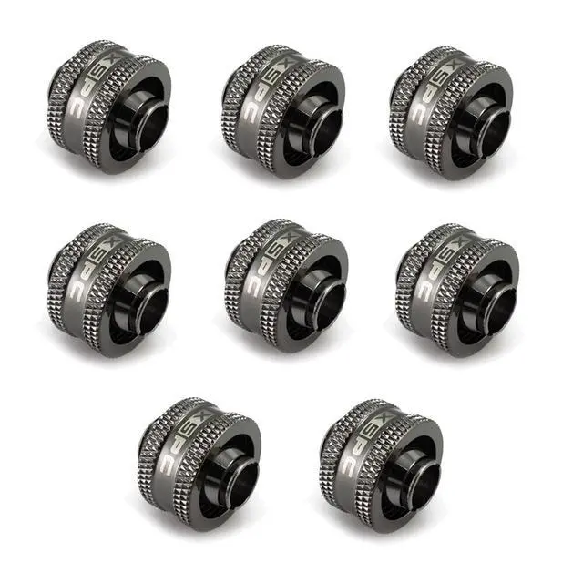 Alt view image 7 of 8 - XSPC G1/4" to 3/8" ID, 5/8" OD Compression Fitting V2 for Soft Tubing, Black Chrome, 8-pack