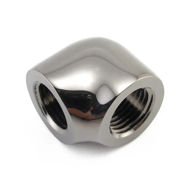 Alt view image 7 of 8 - XSPC G1/4" Female to Female 90 Degree Elbow Fitting, Black Chrome