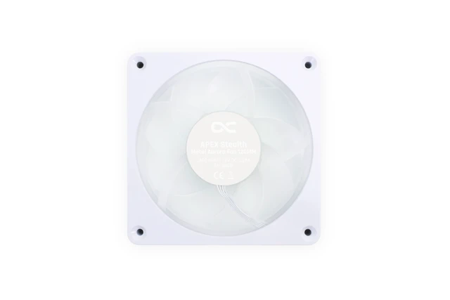 Alt view image 8 of 9 - Alphacool Apex Stealth Metal Aurora Fan White 2600rpm - 120x120x25mm, 120mm, 4-Pin PWM, 3.35 mmH2O, 59.79 CFM, 36.4 dBA, 12V (13776)
