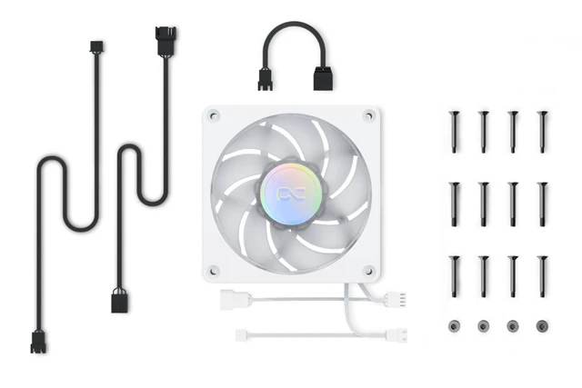 Alt view image 9 of 9 - Alphacool Apex Stealth Metal Aurora Fan White 2600rpm - 120x120x25mm, 120mm, 4-Pin PWM, 3.35 mmH2O, 59.79 CFM, 36.4 dBA, 12V (13776)