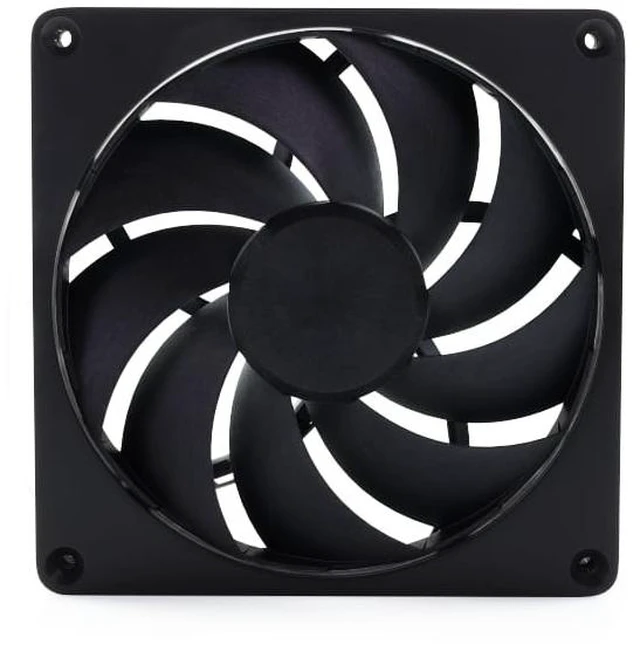 Alt view image 9 of 12 - Alphacool Apex Stealth Metal Fan 2500rpm Matte Black - 140x140x25mm, 140mm, 4-Pin PWM, 3.45 mmH2O, 93.9 CFM, 37.6 dBA, 12V (13760)