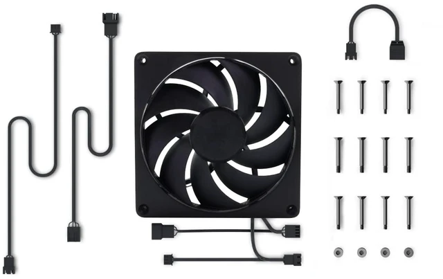 Alt view image 12 of 12 - Alphacool Apex Stealth Metal Fan 2500rpm Matte Black - 140x140x25mm, 140mm, 4-Pin PWM, 3.45 mmH2O, 93.9 CFM, 37.6 dBA, 12V (13760)