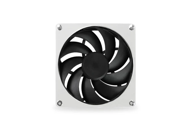 Alt view image 9 of 12 - Alphacool Apex Stealth Metal Fan 2500rpm Chrome - 140x140x25mm, 140mm, 4-Pin PWM, 3.45 mmH2O, 93.9 CFM, 37.6 dBA, 12V (13774)