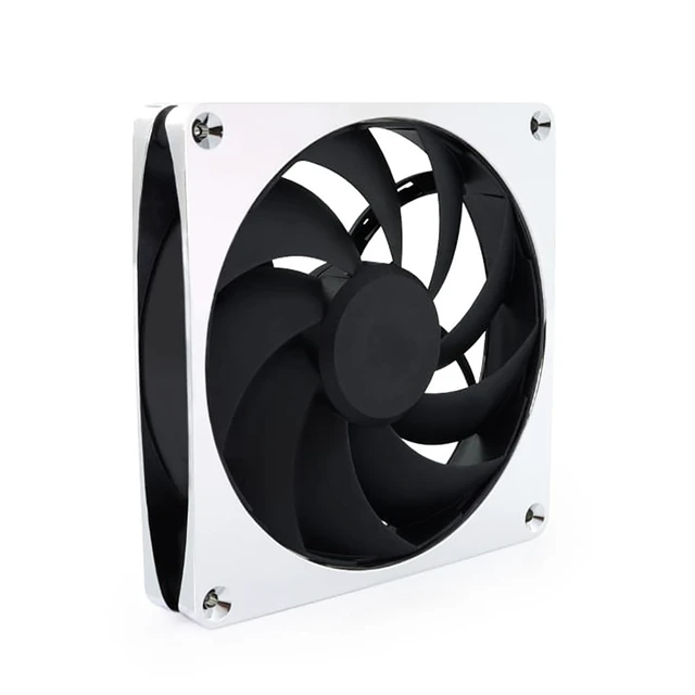 Alt view image 8 of 12 - Alphacool Apex Stealth Metal Fan 2500rpm Chrome - 140x140x25mm, 140mm, 4-Pin PWM, 3.45 mmH2O, 93.9 CFM, 37.6 dBA, 12V (13774)