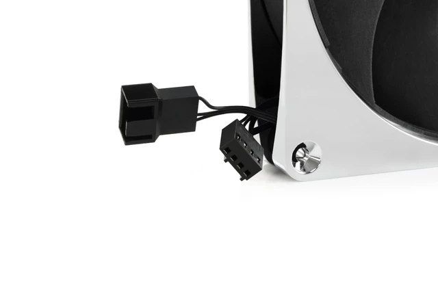 Alt view image 11 of 12 - Alphacool Apex Stealth Metal Fan 2500rpm Chrome - 140x140x25mm, 140mm, 4-Pin PWM, 3.45 mmH2O, 93.9 CFM, 37.6 dBA, 12V (13774)