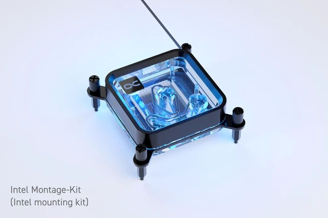 Alt view image 12 of 13 - Alphacool Core 1 LT Aurora Acrylic - Black CPU Water Block, G1/4, Nickel Plated Copper (13886)