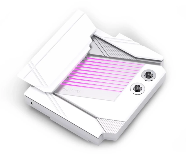 Alt view image 8 of 13 - Alphacool Apex Monoblock for X870 AORUS ELITE WIFI7 ICE Montherboard, G1/4, Chrome Plated Copper, White (14683)