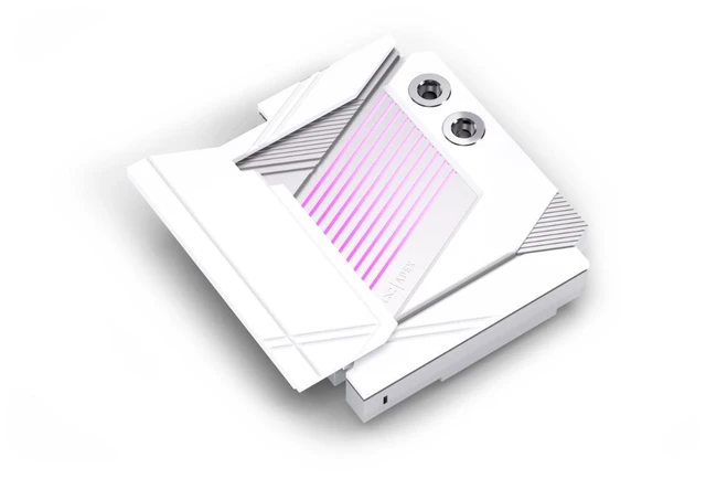 Alt view image 10 of 13 - Alphacool Apex Monoblock for X870 AORUS ELITE WIFI7 ICE Montherboard, G1/4, Chrome Plated Copper, White (14683)