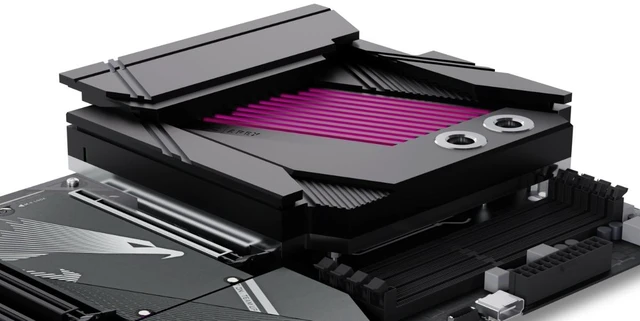Alt view image 12 of 13 - Alphacool Apex Monoblock for X870 AORUS ELITE WIFI7 AM5 Motherboard, G1/4, Chrome Plated Copper, Black (14720)