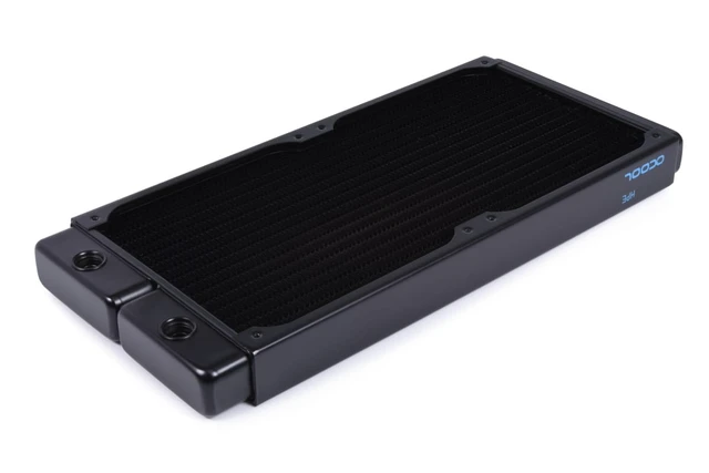 Alt view image 9 of 14 - Alphacool NexXxoS HPE-30 Full Copper 280mm Radiator, 140mm, G1/4, 30mm, Black (14378)