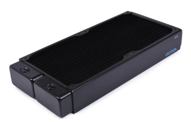 Alt view image 8 of 14 - Alphacool NexXxoS HPE-45 Full Copper 280mm Radiator, 140mm, G1/4, 45mm, Black (14441)