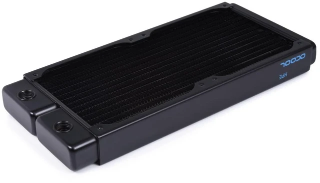Alt view image 9 of 14 - Alphacool NexXxoS HPE-30 Full Copper 240mm Radiator, 120mm, G1/4, 20mm, Black (14376)
