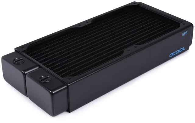 Alt view image 8 of 14 - Alphacool NexXxoS HPE-45 Full Copper 240mm Radiator, 120mm, G1/4, 45mm, Black (14439)