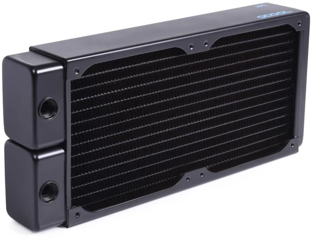 Alt view image 11 of 14 - Alphacool NexXxoS HPE-45 Full Copper 240mm Radiator, 120mm, G1/4, 45mm, Black (14439)