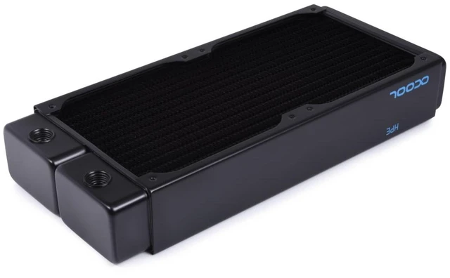 Alt view image 9 of 14 - Alphacool NexXxoS HPE-45 Full Copper 240mm Radiator, 120mm, G1/4, 45mm, Black (14439)