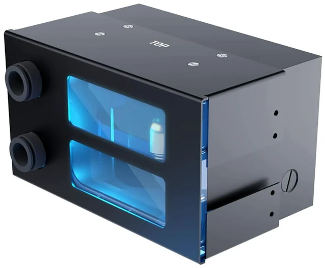 Alt view image 8 of 12 - Alphacool ES 2U Reservoir VPP/D5 with Flow/Temperature Sensor, G1/4, 5.25", Acetal, Black (13741)