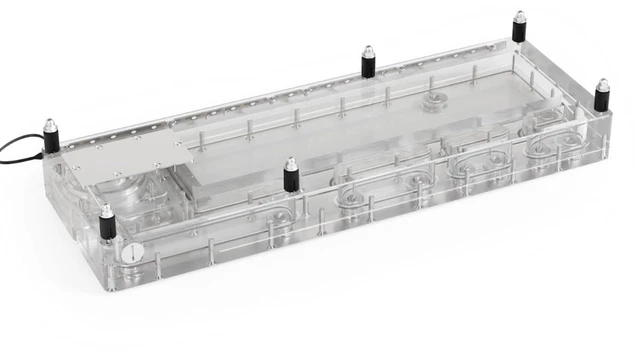 Alt view image 9 of 9 - Alphacool Core Distro Plate 420 VPP/D5 - Left with VPP D5 Apex Pump Reservoir, G1/4, 620ml, Acrylic, Clear (14578)