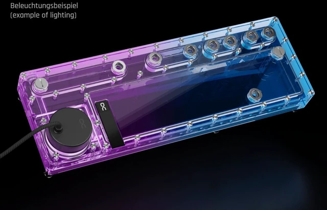 Alt view image 8 of 9 - Alphacool Core Distro Plate 420 VPP/D5 - Left with VPP D5 Apex Pump Reservoir, G1/4, 620ml, Acrylic, Clear (14578)