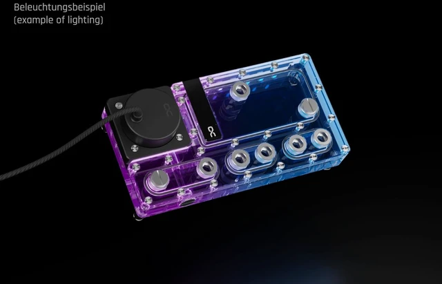 Alt view image 9 of 9 - Alphacool Core Distro Plate 240 Right D5/DDC V.2 with D5 Apex Pump Reservoir, G1/4, 105 ml, Acrylic, Clear (13873)