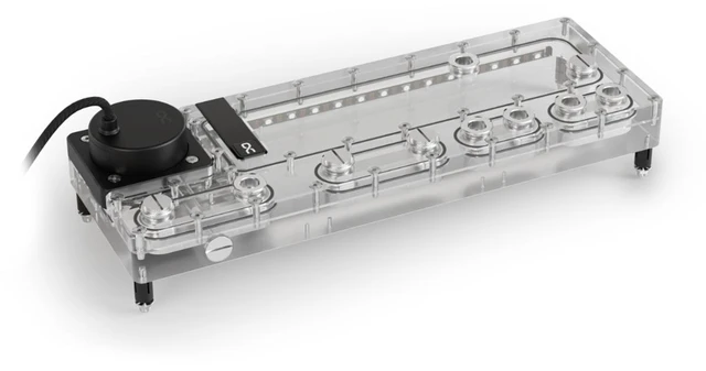Alt view image 7 of 9 - Alphacool Core Distro Plate 360 Right D5/DDC V.2 with D5 Apex Pump Reservoir, G1/4, 190 ml, Acrylic, Clear (13874)