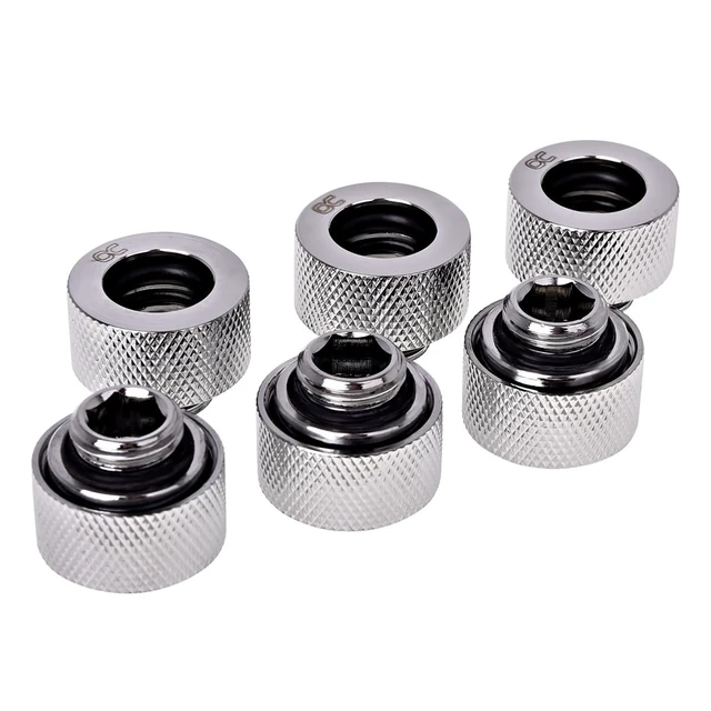 Alt view image 5 of 7 - Alphacool HT G1/4" Compression Fitting for Plexi (Acrylic) / Brass Hard Tubes, 13mm OD, Chrome, 6-pack