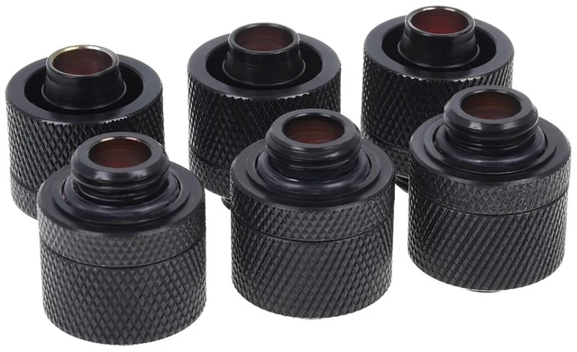 Alt view image 6 of 8 - Alphacool HF G1/4" to 10mm ID, 16mm OD Compression Fitting for Soft Tubing, Deep Black, 6-pack