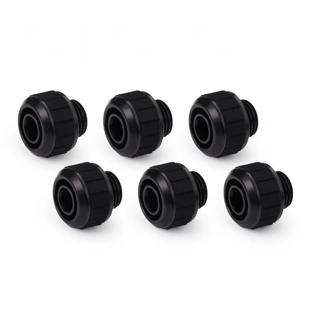 Alt view image 7 of 9 - Alphacool Apex Grip 13/10mm G1/4 SoftTube Fitting - Black - 6 Pack, Brass (14920)