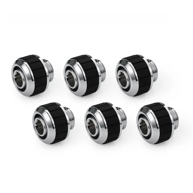 Alt view image 7 of 9 - Alphacool Apex Grip 13/10mm G1/4 SoftTube Fitting - Chrome - 6 Pack, Brass (14921)