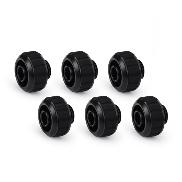 Alt view image 7 of 9 - Alphacool Apex Grip 16/10mm G1/4 SoftTube Fitting - Black - 6 Pack, Brass (14923)