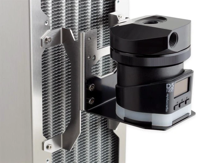 Alt view image 8 of 10 - Aquacomputer D5 140mm Fan Mounting Bracket, Stainless Steel (41125)