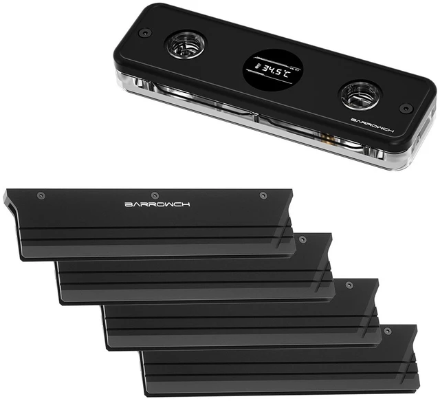 Main image of Barrow RAM Water Block Kit with TFT Display Edition, 4 RAM Cooling Housings, Black
