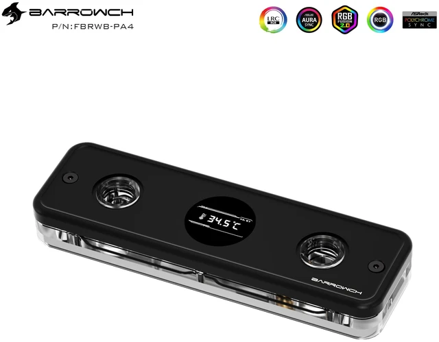 Alt view image 2 of 4 - Barrow RAM Water Block Kit with TFT Display Edition, 4 RAM Cooling Housings, Black