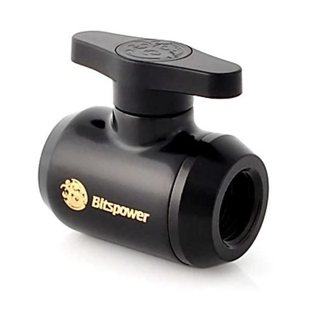 Alt view image 6 of 8 - Bitspower G1/4" Mini Valve with Black Handle, Matte Black Body