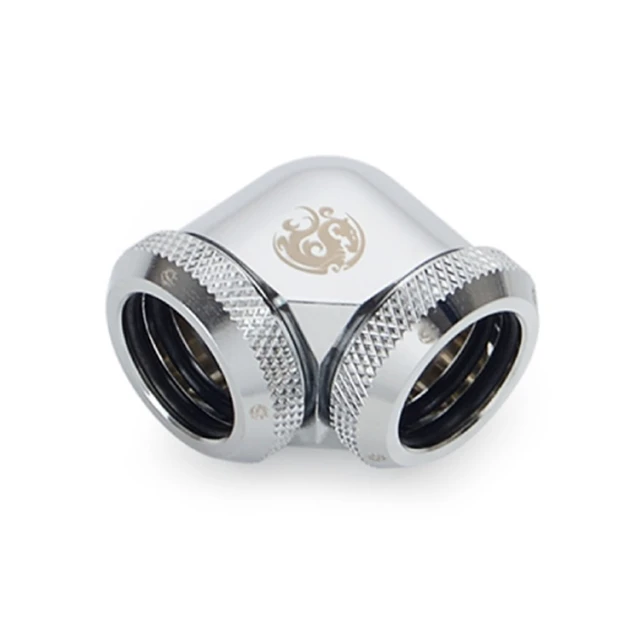Alt view image 4 of 6 - Bitspower Dual Enhance Multi-Link Adapter Fitting for 16mm OD Rigid Tubing, 90? Angle (For Use with Bitspower Rigid Tubing Only), Silver Shining