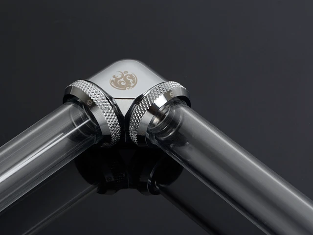 Alt view image 6 of 6 - Bitspower Dual Enhance Multi-Link Adapter Fitting for 16mm OD Rigid Tubing, 90? Angle (For Use with Bitspower Rigid Tubing Only), Silver Shining