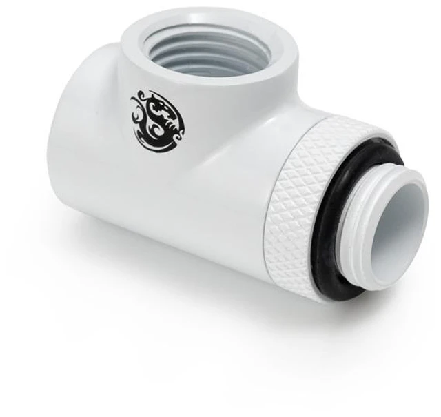 Alt view image 5 of 6 - Bitspower Deluxe White T-Block Rotary G1/4"& Inner G1/4"x2